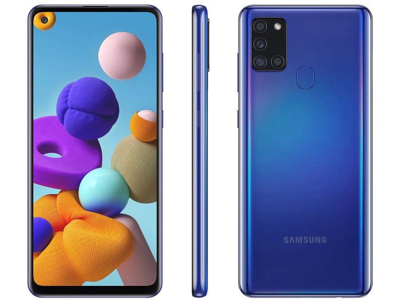 Smartphone Samsung Galaxy A21s 64GB Azul 4GB RAM 6,5” Câm