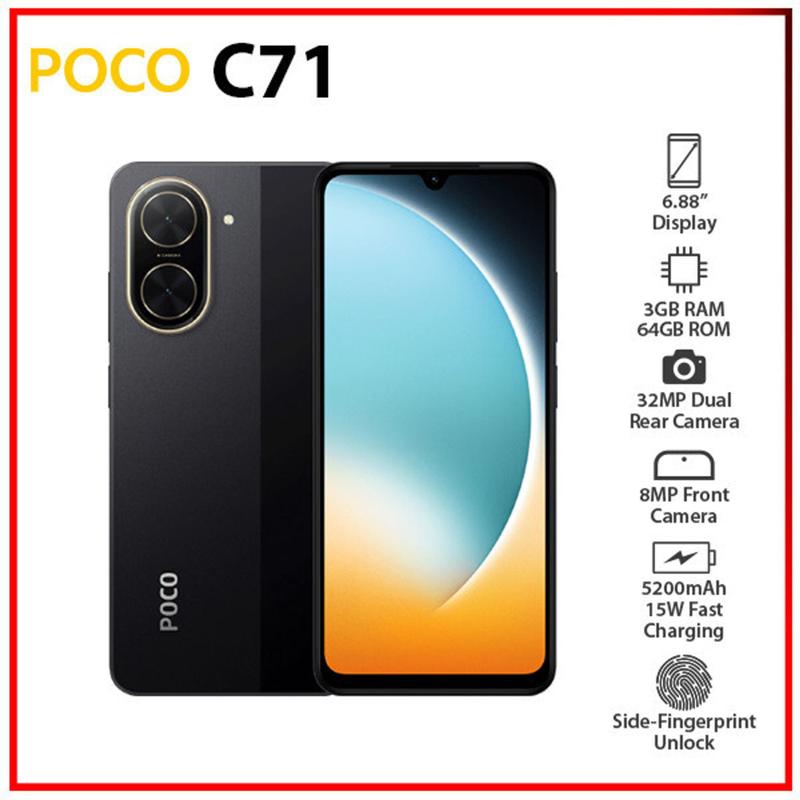Smartphone Xiaomi POCO C71 4G Black (Preto) 3GB RAM 64GB ROM