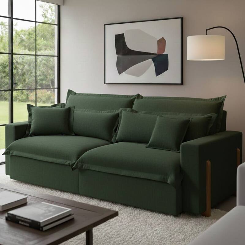 Sofá Cama, Retrátil e Reclinável Dubai, Tecido Linho, Molas Ensacadas, 1,90m.