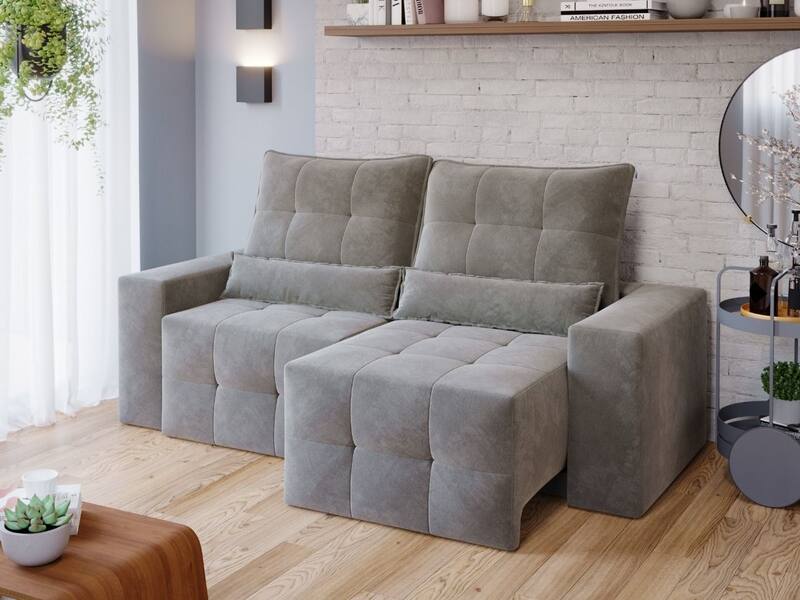 Sofá Retrátil Reclinável Veludo Lisboa 3 Lugares Premium Conforto e Estilo