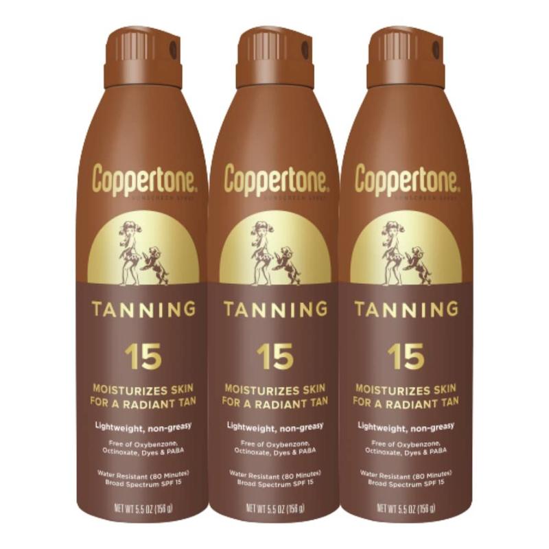 Spray de proteção solar Coppertone Tanning SPF 15 163mL (pacote