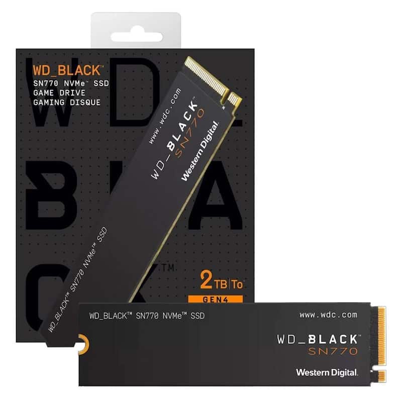 SSD M.2 2TB Western Digital WD Black SN770 NVMe PCIe Gen4x4 Leitura 5150MBs e Gravação 4850MBs Preto