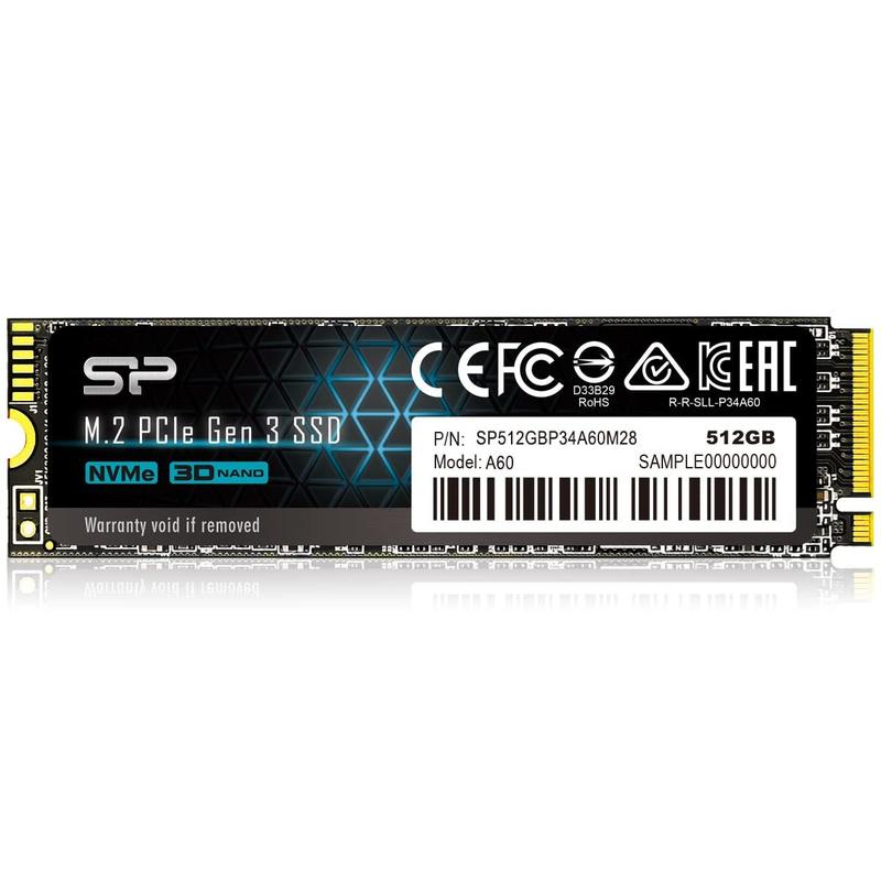 内蔵型SSD Silicon Power M.2 SSD 512GB P34A60 SSD Silicon Power P34A60 512 GB NVMe M.2 PCIe Gen3x4 2280 - SP
