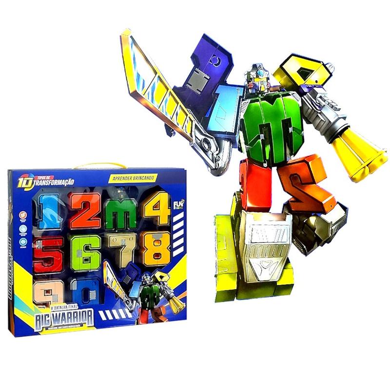 Super Robôs Brinquedo Educativo 10 Números se transformam em