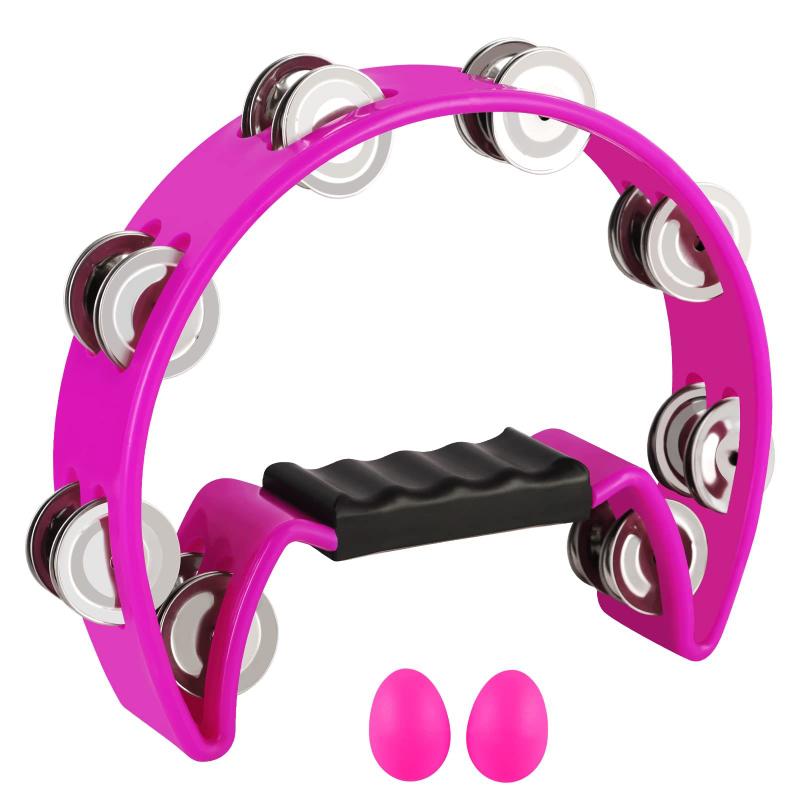 Tambourine EastRock Metal Jingles, roxo portátil para adultos