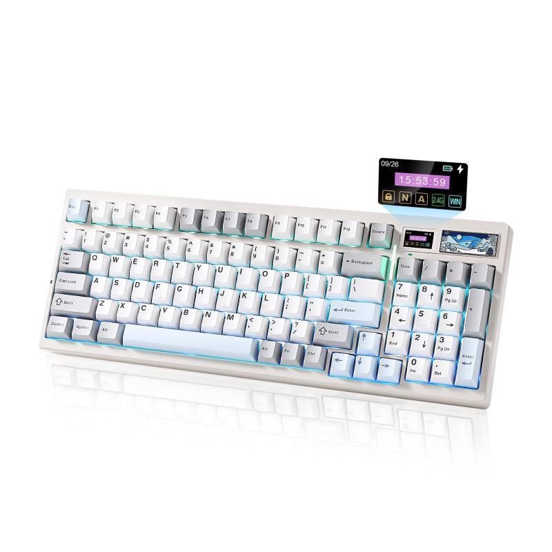 Teclado mecânico sem fio para jogos YUNZII IF99 com LCD BT/2.4G