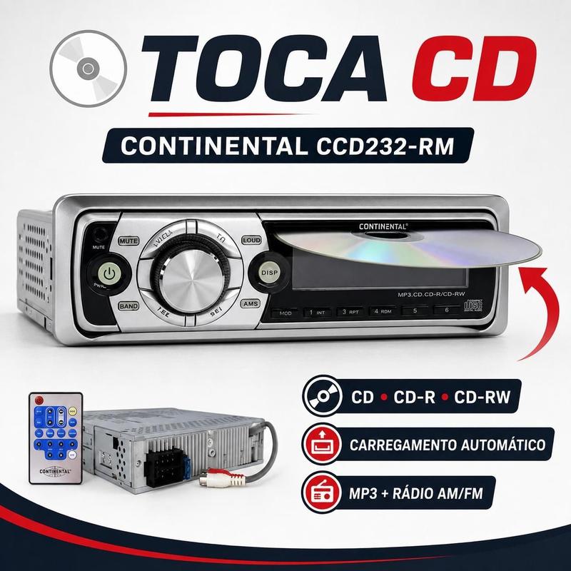 Toca-CD Automotivo Continental CCD232-RM MP3 AM FM - Rádio