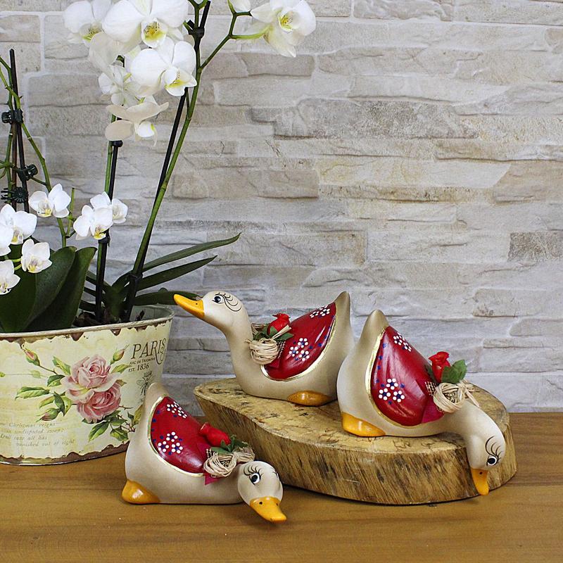 Trio Pato Médio Cerâmica Decoração Casa Enfeite Sala - Maryland