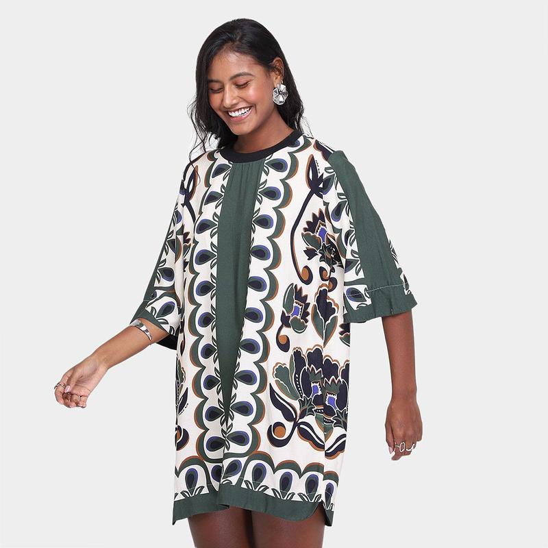 Vestido Farm T-Shirt Floral Arabesque Feminino Vestido Feminino