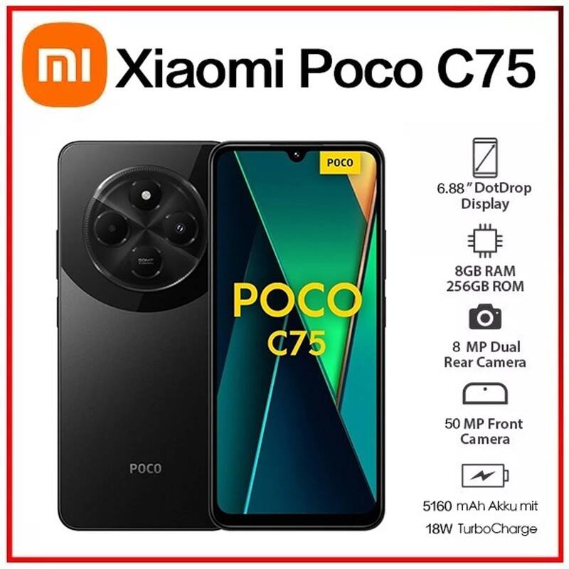 POCO C75 ブラック 8GB RAM 256GB ROM スマートフォン・携帯電話