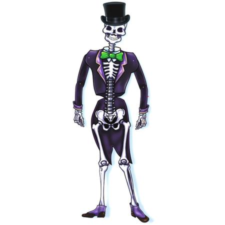 Imagem de 01 Esqueleto Articulado Noivo Caveira Decoração Halloween