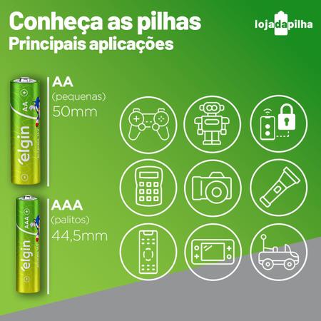 Imagem de 02 Pilhas Baterias AA Elgin Alcalina 2A Pequena 1 Cartela