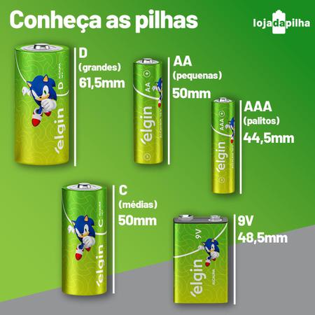 Imagem de 02 Pilhas Baterias AA Elgin Alcalina 2A Pequena 1 Cartela