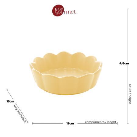 Imagem de 03 Bowls Porcelana Nórdica Bon Gourmet Amarelo Matt 15X5Cm