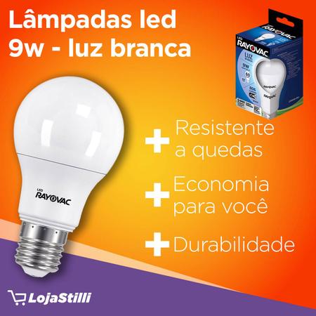 Imagem de 03 Lampadas LED 9W Luz Branca 6500K Rayovac 3 caixas Bulbo Soquete E27 Luz Fria