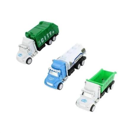 Imagem de 03 miniaturas caminhões lixo com fricção caminhão de entulho
