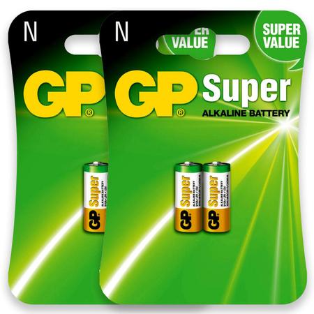 Imagem de 04 Pilhas Bateria Tipo N Gp Super Lr1 Alcalina 2 Cartelas