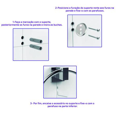 Imagem de 04 Porta Toalha Cabide Banheiro Quadrado Cromado Metal Roma