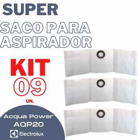 Imagem de 09 Sacos para Aspirador De Pó Electrolux Descartável Acqua Power AQP20 Refil Compatível bocal de encaixe 45 mm