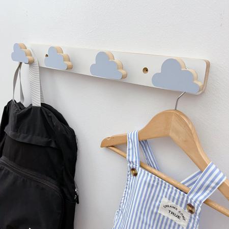 Imagem de 1 Cabideiro parede infantil pendurador roupas cabide nuvem