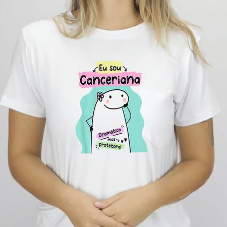 Imagem de 1 Camiseta Bonequinho Flork Meme Horóscopo Canceriana Sígno Câncer Sugestão Presente Amiga Namorados Aniversário Camisa Divertida