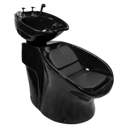 Imagem de 1 Lavatório Neon Shampoo Preto + 1 Cadeira Talita Fixa - Preta