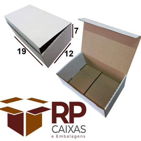 10 Caixas de Papelão Branco Montável 19 x 12 x 07 para Envio Correios Sedex Lojistas Encomendas - RP CAIXAS Imagem de 10 Caixas de Papelão Branco Montável 19 x 12 x 07 para Envio Correios Sedex Lojistas Encomendas