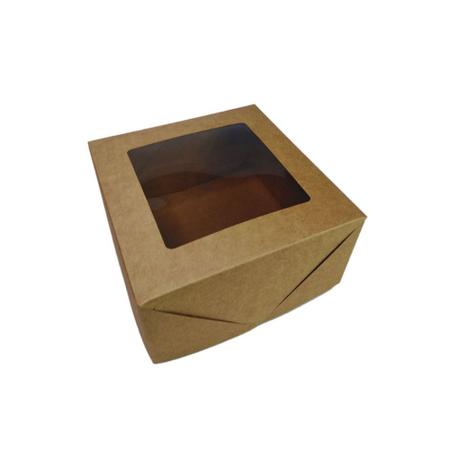 Imagem de 10 Caixas para presentes 18x18x9 cm com visor de acetato - Kraft