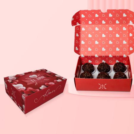 10 Caixas Te amo para 6 doces Vermelho - Embalagens Conceito Imagem de 10 Caixas Te amo para 6 doces Vermelho