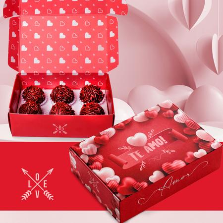 10 Caixas Te amo para 6 doces Vermelho - Embalagens Conceito Imagem de 10 Caixas Te amo para 6 doces Vermelho