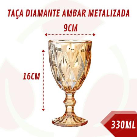 Imagem de 10 Copo Taça Diamond Ambar Metalizada 330ML Vinho Buffet