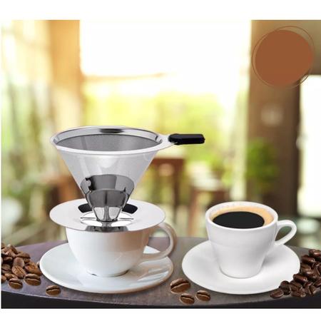 Imagem de 10 Filtro Coador para Café Reutilizável Aço Inox Cafeteira