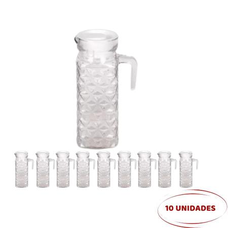 Imagem de 10 Jarras De Vidro 1 Litro Diamante Transparente Suco Água