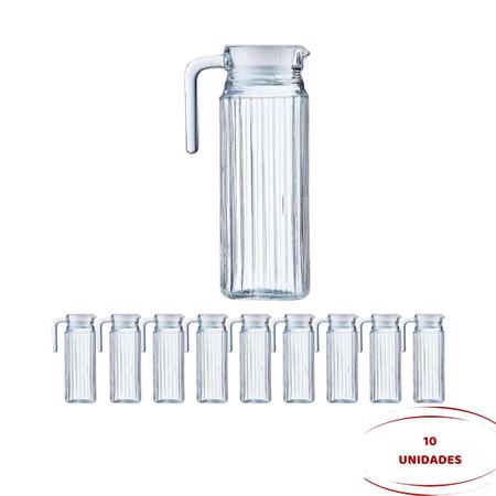 Imagem de 10 Jarras De Vidro 1 Litro Suiça Transparente Suco Água