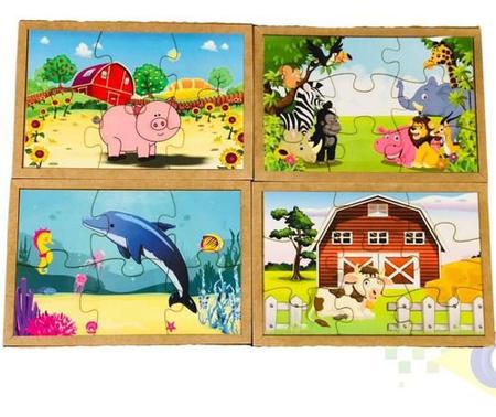 Jogo infantil de quebra-cabeça animal divertido e educativo