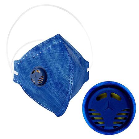 Imagem de 10 Máscaras Descartáveis com Respirador KN910 PFF2 Azul com Clip Nasal