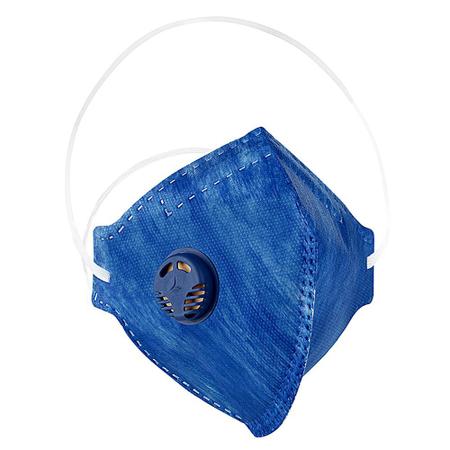 Imagem de 10 Máscaras Descartáveis com Respirador KN910 PFF2 Azul com Clip Nasal
