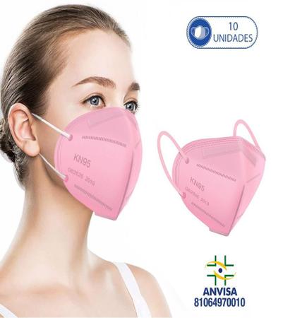 Imagem de 10 Máscaras Respiratórias KN95 PFF2 WWDoll 5 Camadas Rosa