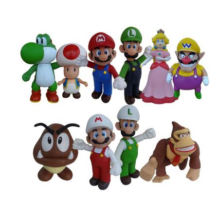 10 PCS Super Mario Luigi Yoshi Toad Princesa Wario DK Goomba Mario Luigi  Fire - Super Size Figure Collection - Colecionáveis - Magazine Luiza