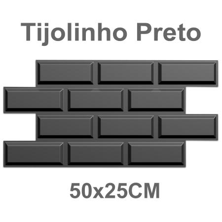 Imagem de 10 Placa 3D PVC Decoração Revestimento PREMIUM de Parede Tijolinho Preto Fosco 50x25cm (1,08 m²)