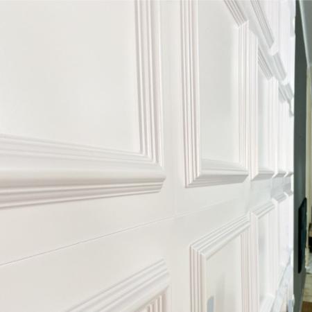 Imagem de 10 Placas 3D Autocolante Decorativa Branca Revestimento Painel PVC Auto Relevo 50x50 Boiserie Premium