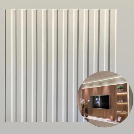 Imagem de 10 placas 3d painel ripado revestimento parede relevo 50x50 sala quarto cozinha banheiro lavanderia ripa imita madeira 