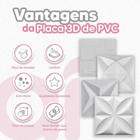 Imagem de 10 Placas PVC 3d Revestimento de Parede Decorativa Dakar Alto relevo Quarto Sala Cozinha 25cm x 25cm