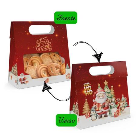 Imagem de 10 Sacos Com Visor E Alça Practice Natal Encantado C5182 Ideia Para Biscoito Doce Presente 