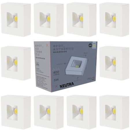 10 Spot Authentic Plafon Sobrepor Teto Beiral Quadrado Luz Neutra 4000K 5w Avant Imagem de 10 Spot Authentic Plafon Sobrepor Teto Beiral Quadrado Luz Neutra 4000K 5w Avant
