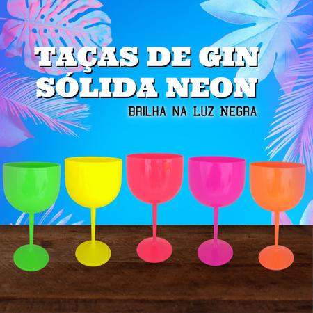 Imagem de 10 Taças De Gin Acrílico Sólido Neon Luz Negra 550 ML