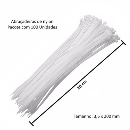 100 Abraçadeira Nylon Lacre 20cm Fita Hellerman 3.6 x 200mm - Yara Eletrônicos Imagem de 100 Abraçadeira Nylon Lacre 20cm Fita Hellerman 3.6 x 200mm