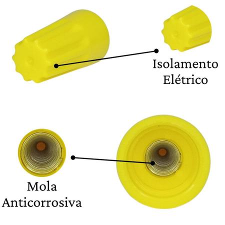 Imagem de 100 Conector Torção Elétrico Reutilizável Amarelo 2,5 a 10mm Emenda Fios Cabos Instalação Prática Segura