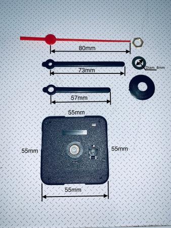 Imagem de 100 Mecanismos de relógio para parede com sistema encaixe de rosca e altura 13mm Eixo Curto Contínuo