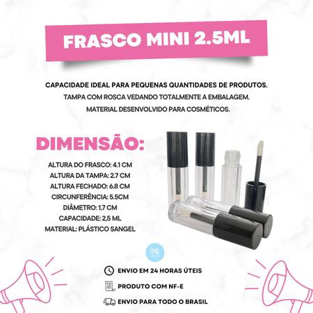 Imagem de 100 Mini Frasco Gloss Batom Maquiadora Retoque - Amostras